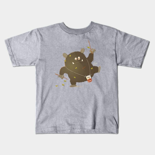 Monster banging the drum Kids T-Shirt by Kicksaus